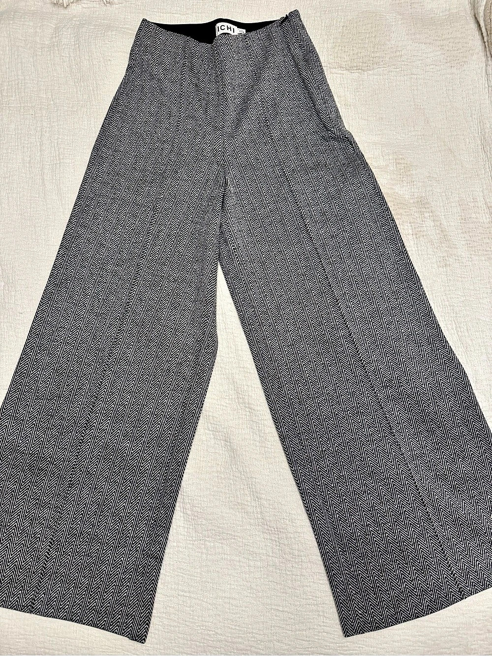 ICHI IHKATE Jacquard Wide Leg Herringbone Trousers | Size XS | NWOT